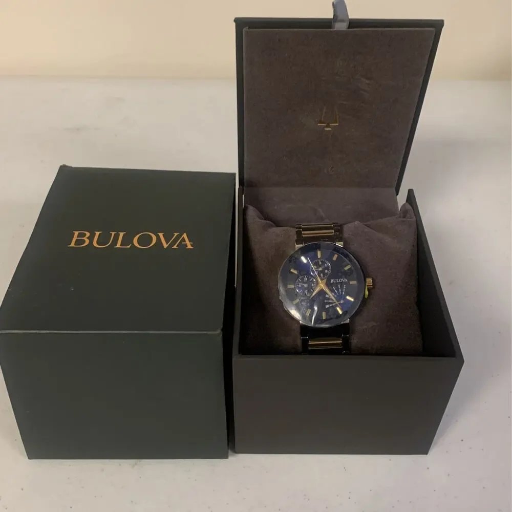 Men's Bulova Futuro Modern Classic Two-Tone Watch with Blue Dial - Model… - Picture 1 of 9